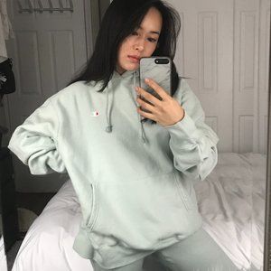 Champion + UO Reverse Weave Hoodie Sweatshirt Size L Slate